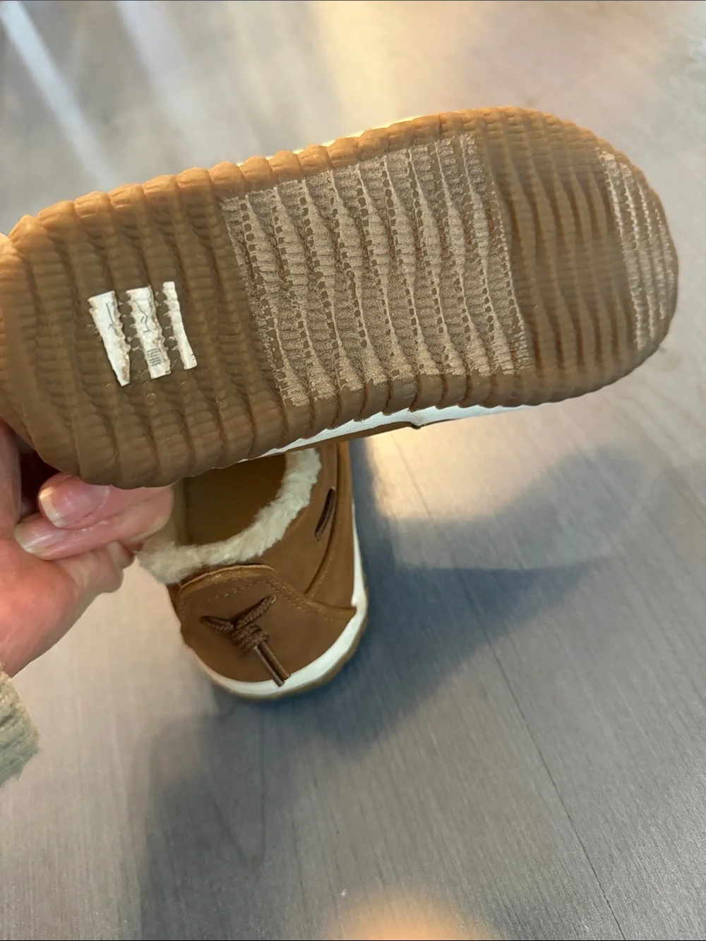 Sperry Tan Brown Faux-Shearling Slip-On Moccasins for Kids